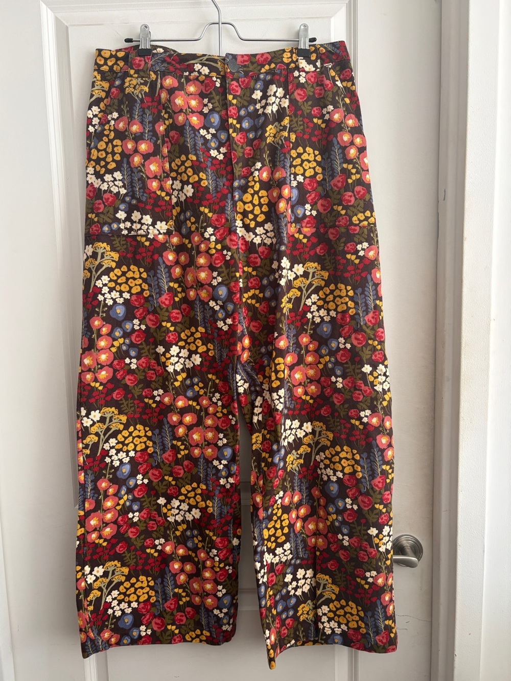 NWT Lucy & Yak Delores Wide Leg Organic Cotton Jeans Winter Garden Floral W36/R